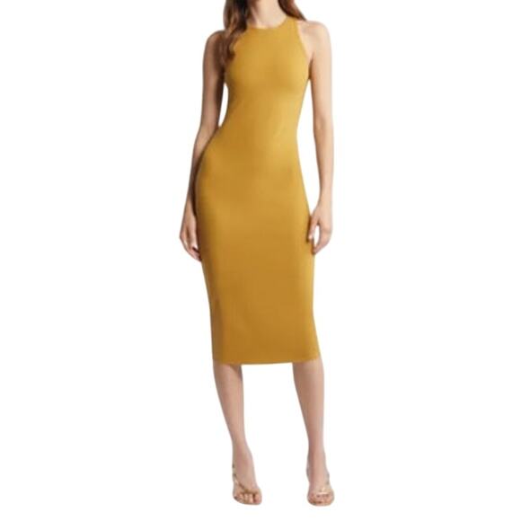 Open Edit Smooth Edit Sleeveless Body-Con Midi Dress in Tan Wood Size XS NWOT - Picture 1 of 8